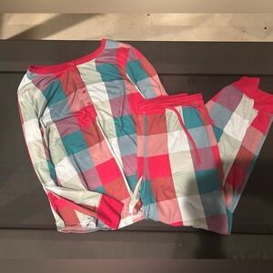 kate spade Multicolor Plaid Cotton Pajama Set - Pink, Teal, Coral, White